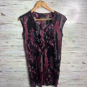 Ann Taylor Black and Purple Sleeveless Midi Dress size xs